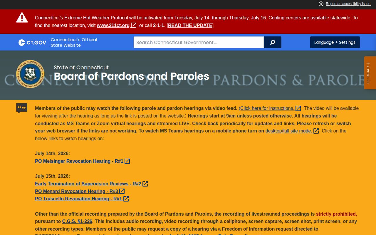 Connecticut parole eligibility rules for release date review